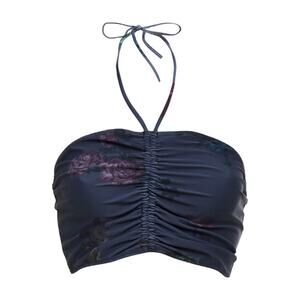 GANNI Ruched Floral Print Bikini Top Size 8 NWT
